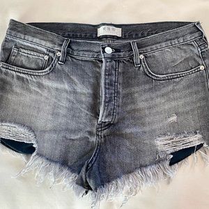 We the Free People Good Vibrations Fray Hem Denim Shorts